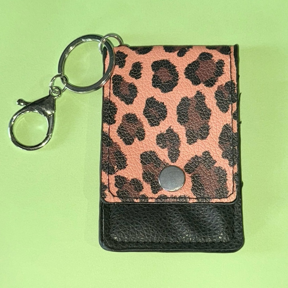 Leopard Print Card Pouch Keychain- NEW